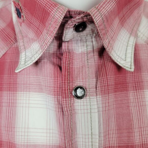 Jachs Red Plaid Long Sleeve Western Style Cotton Pearl Snap Shirt‎ Size L - Picture 5 of 12